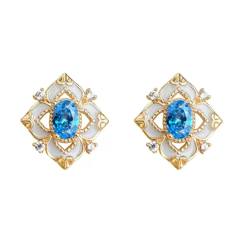 Aquamarine Zircon Stud Earrings