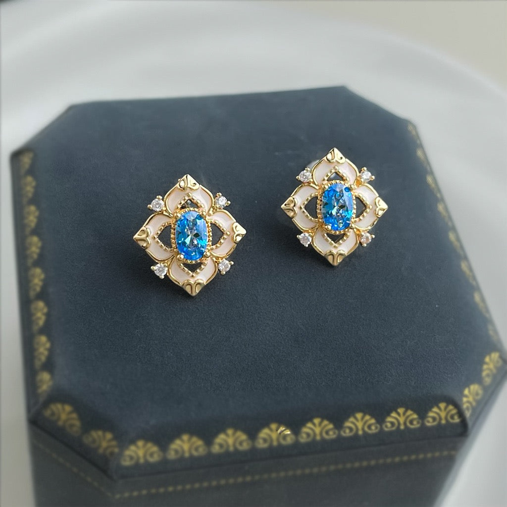 Aquamarine Zircon Stud Earrings