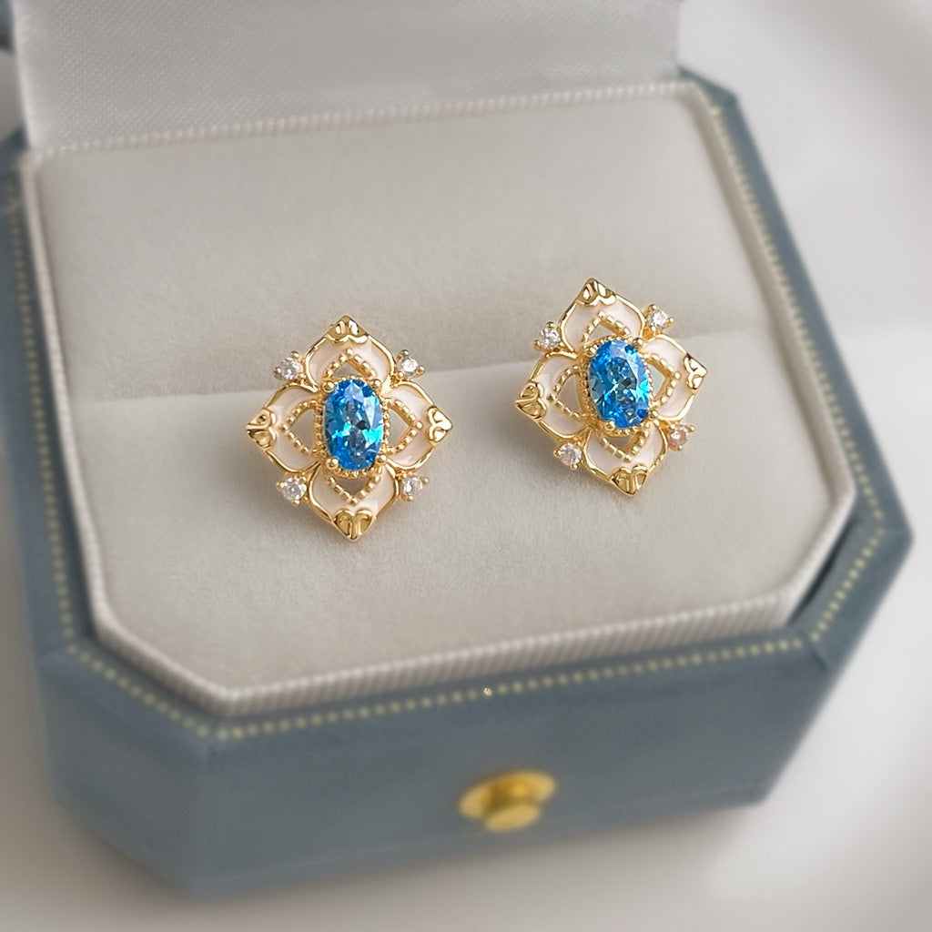 Aquamarine Zircon Stud Earrings