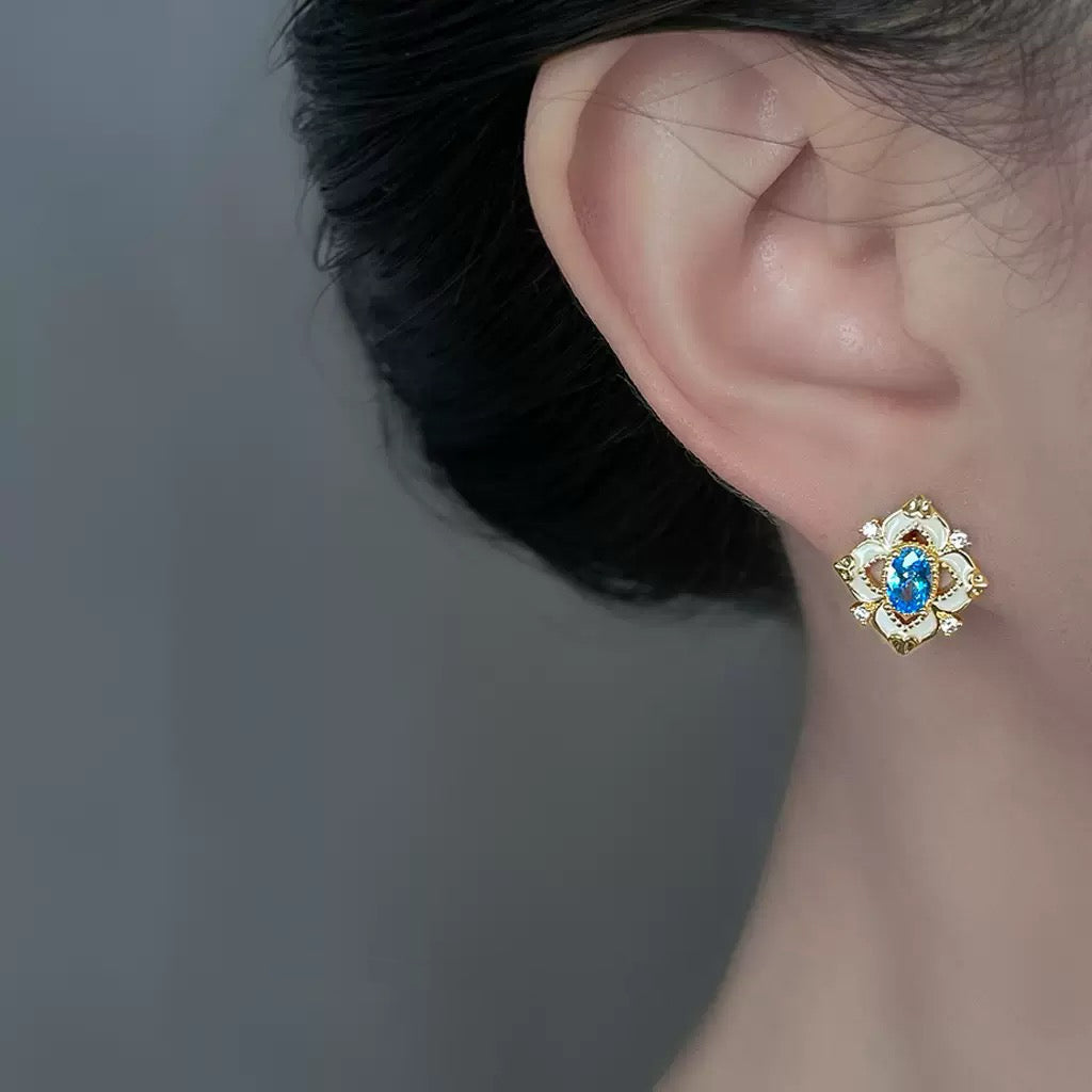 Aquamarine Zircon Stud Earrings