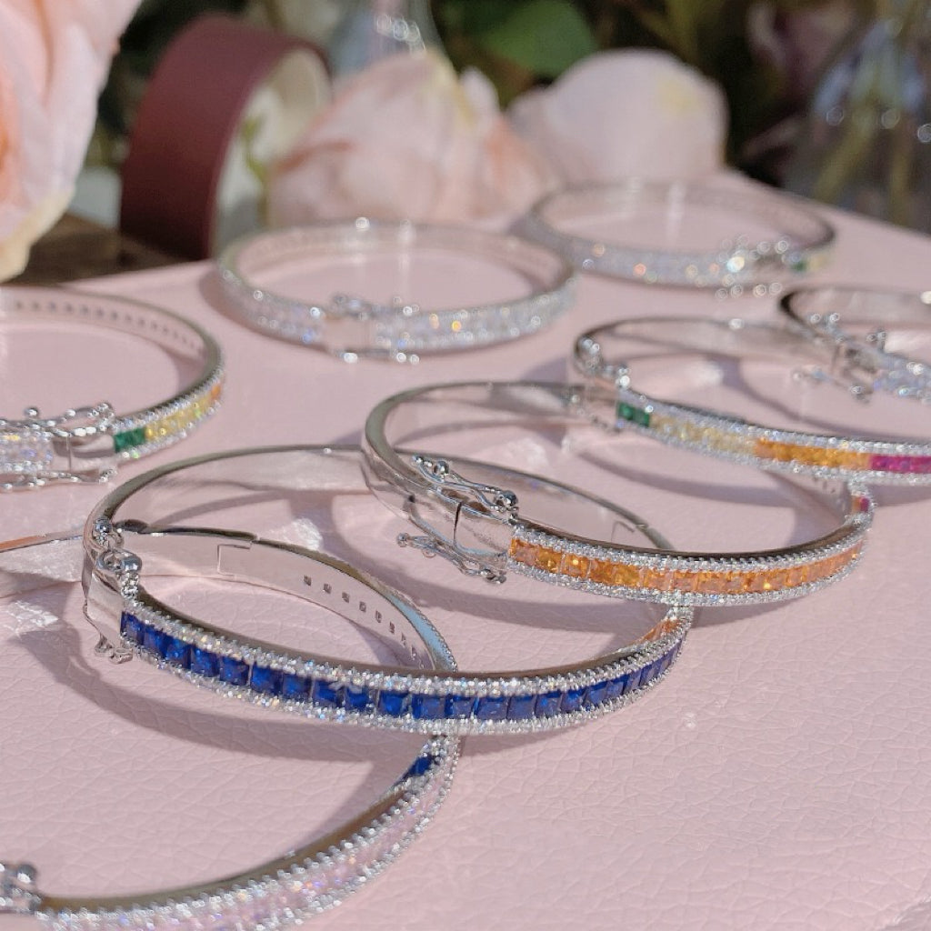 Gold-Plated Color Stone Bangle