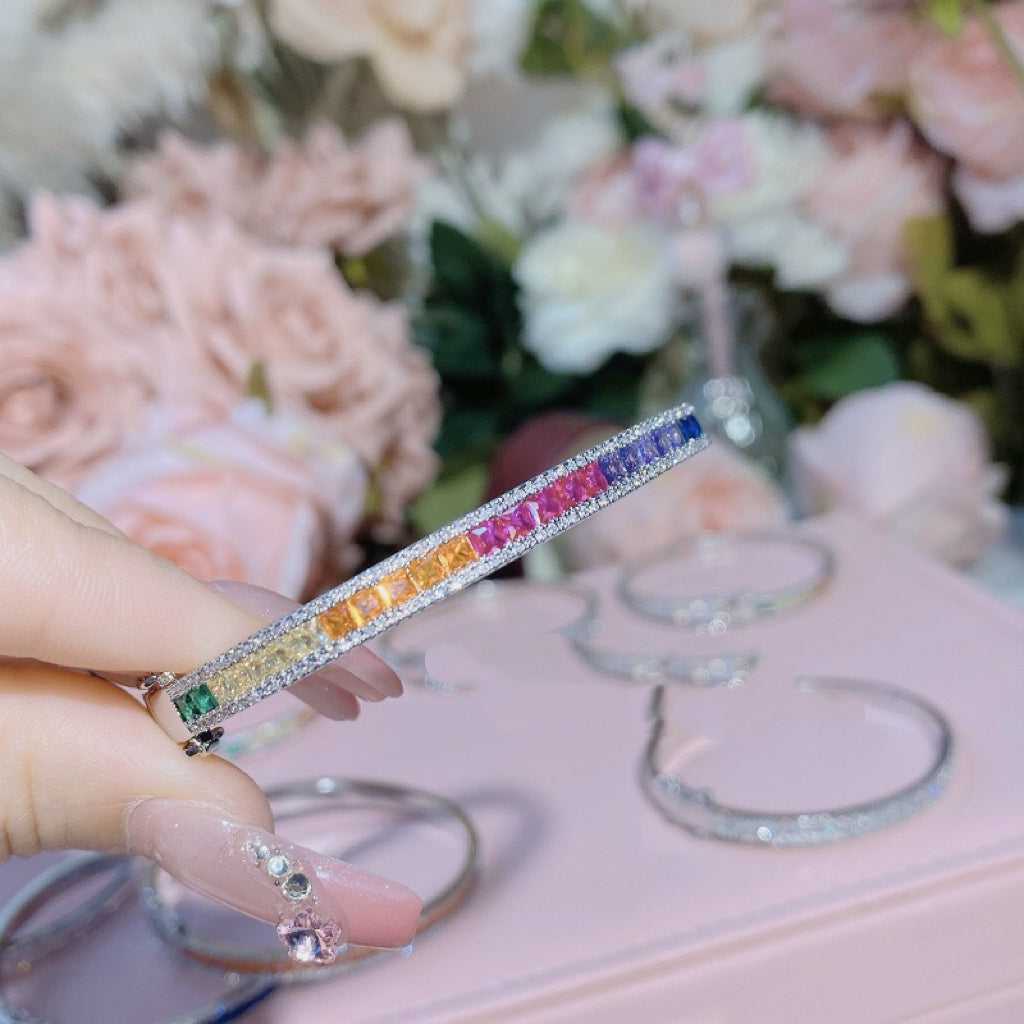 Gold-Plated Color Stone Bangle
