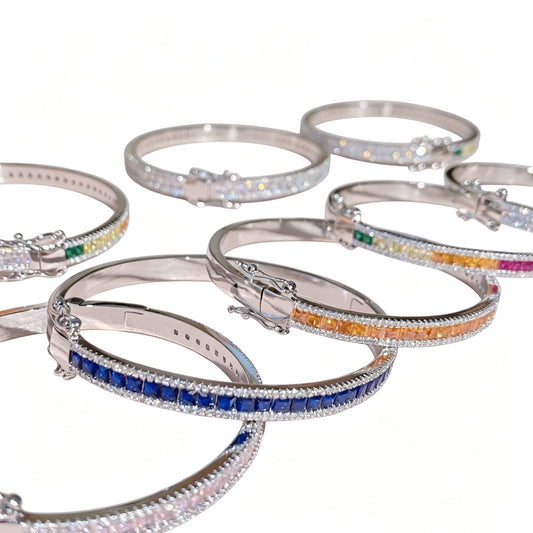 Gold-Plated Color Stone Bangle