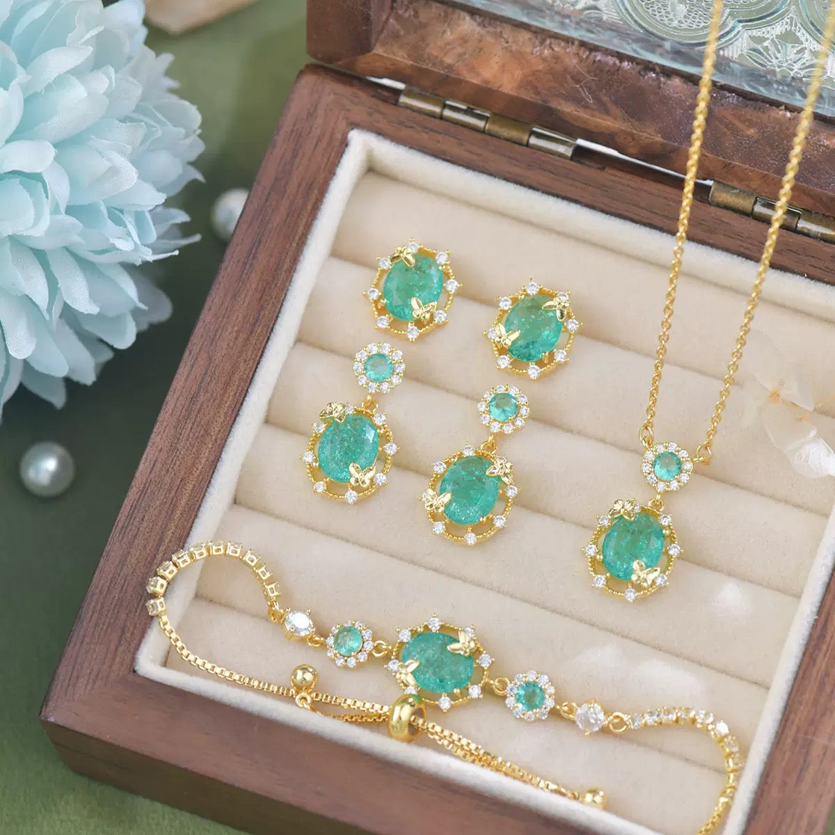 Lake Blue Butterfly Jewelry Set