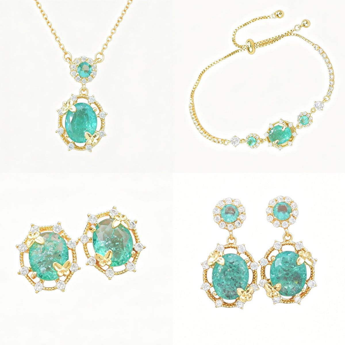 Lake Blue Butterfly Jewelry Set