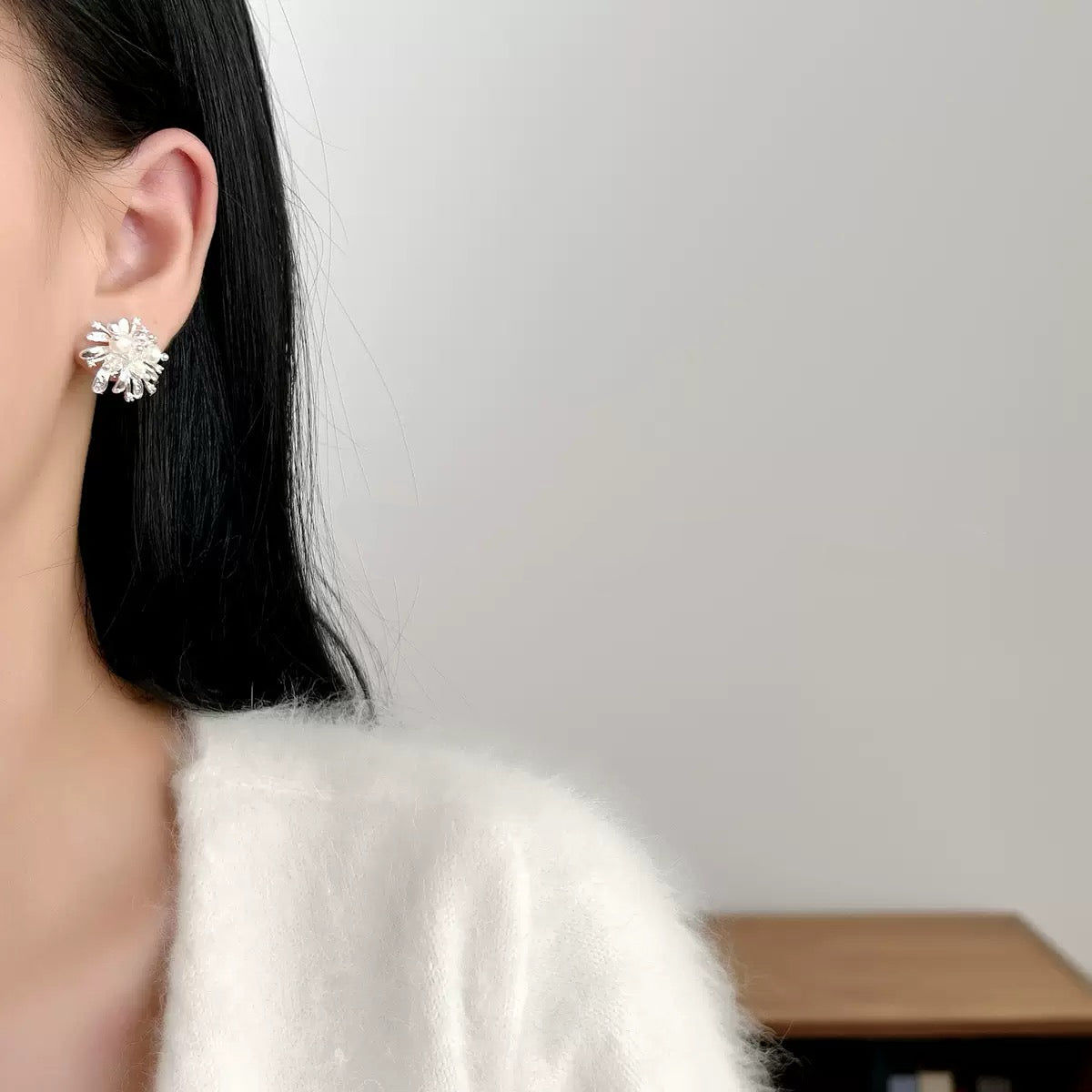 Zircon Firework Pearl Stud Earrings