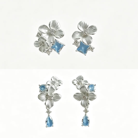 Zircon Floral Stud Earrings
