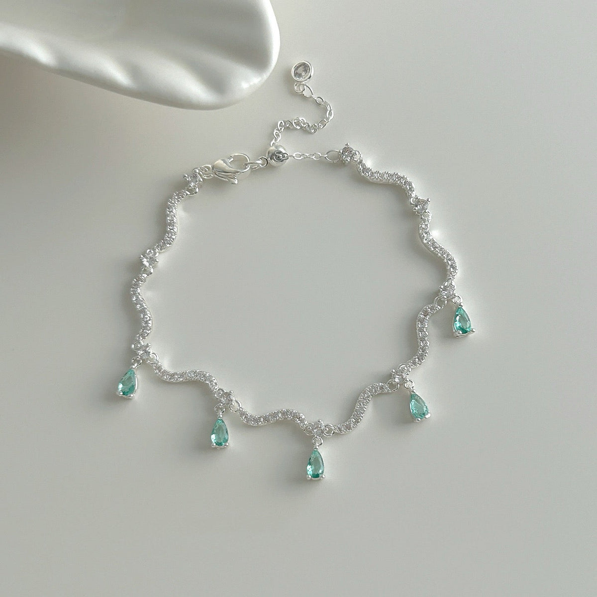 Teardrop Green Crystal Bracelet