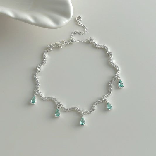 Teardrop Green Crystal Bracelet