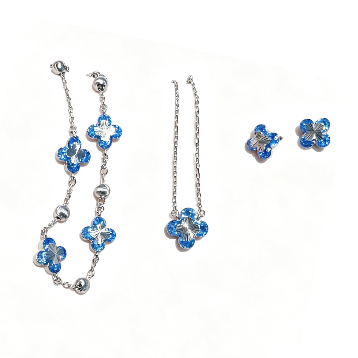 Red Corundum Clover Jewelry Set