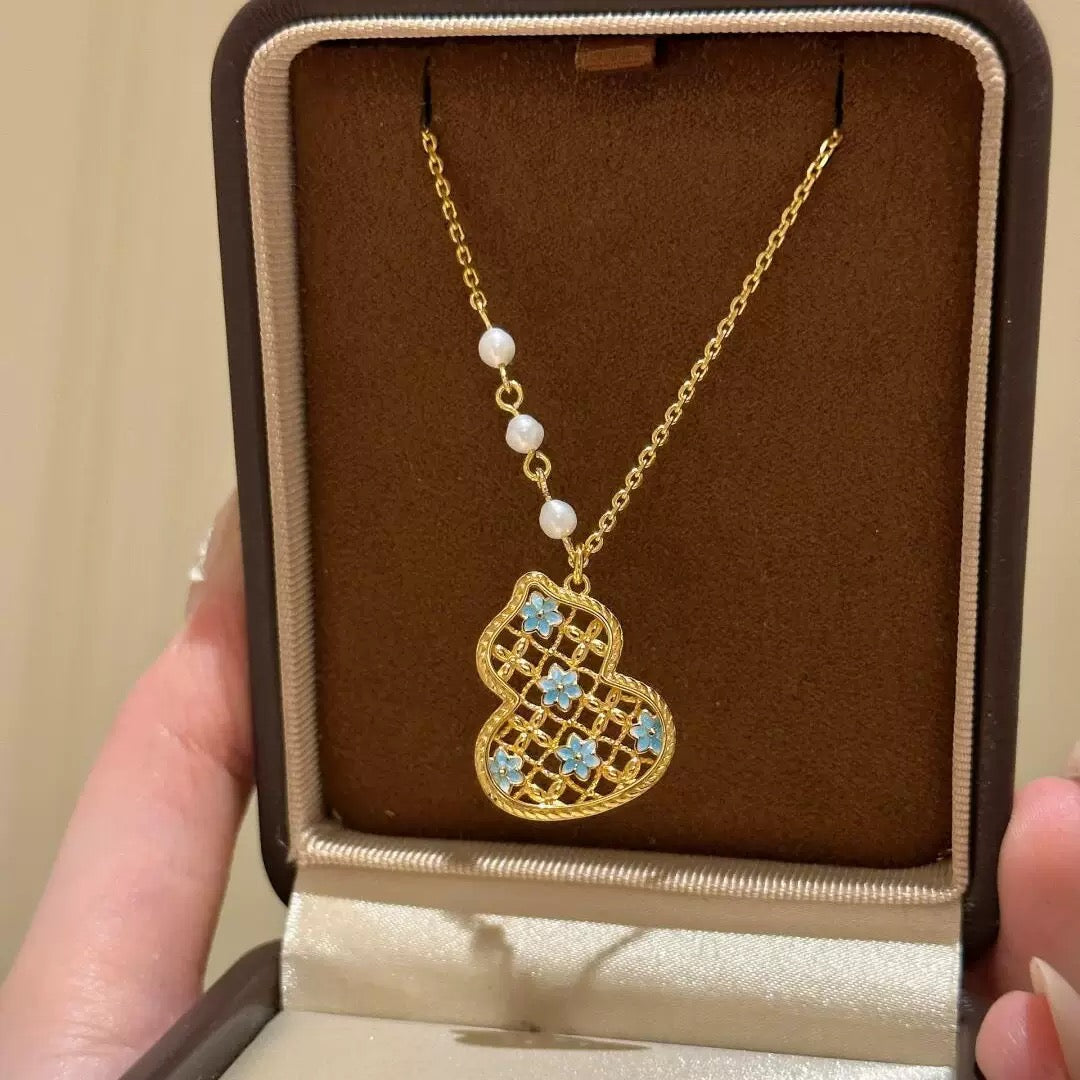 Gradient Blue Flower Jewelry Set