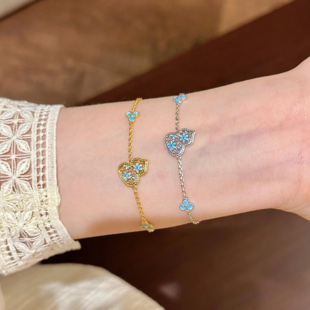 Gradient Blue Flower Jewelry Set