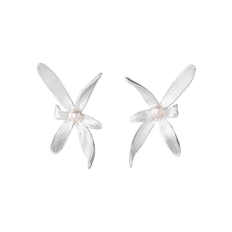 Silver Pearl Orchid Jewelry Set
