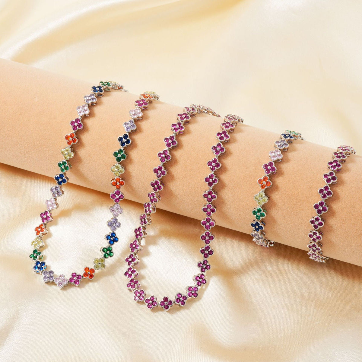 Colorful Zircon Clover Jewelry Set