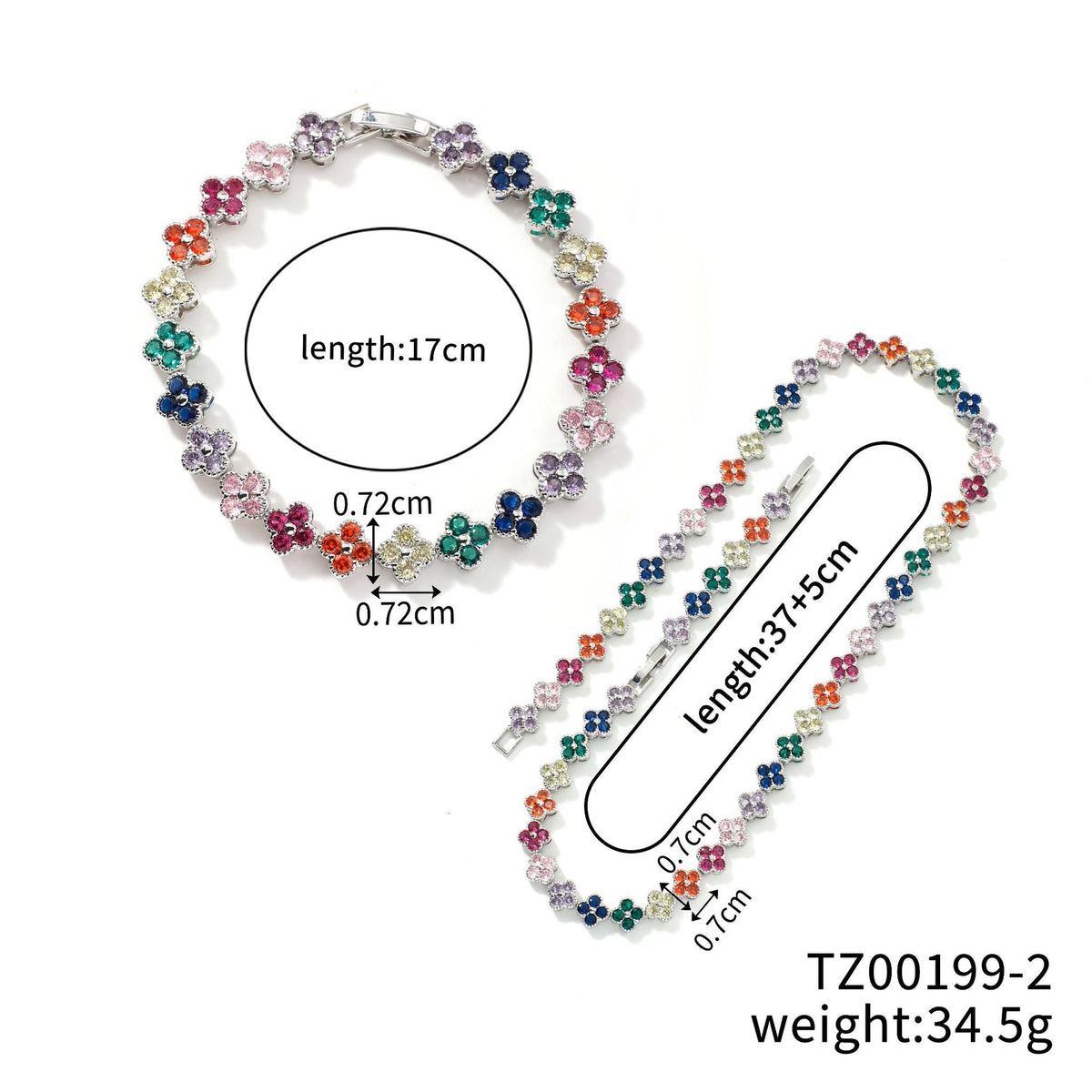 Colorful Zircon Clover Jewelry Set