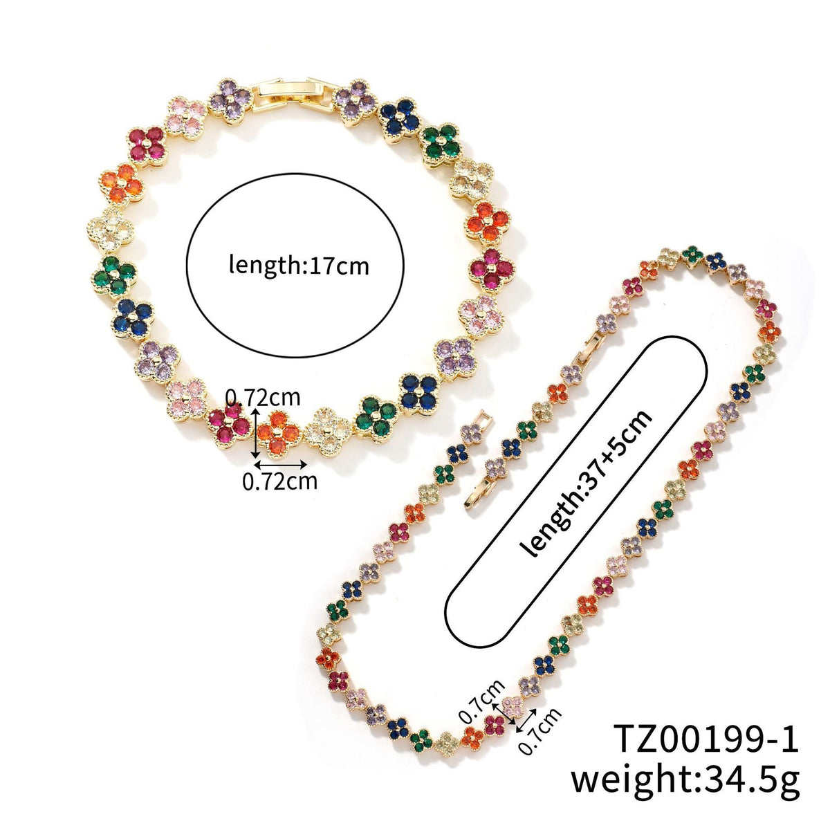 Colorful Zircon Clover Jewelry Set