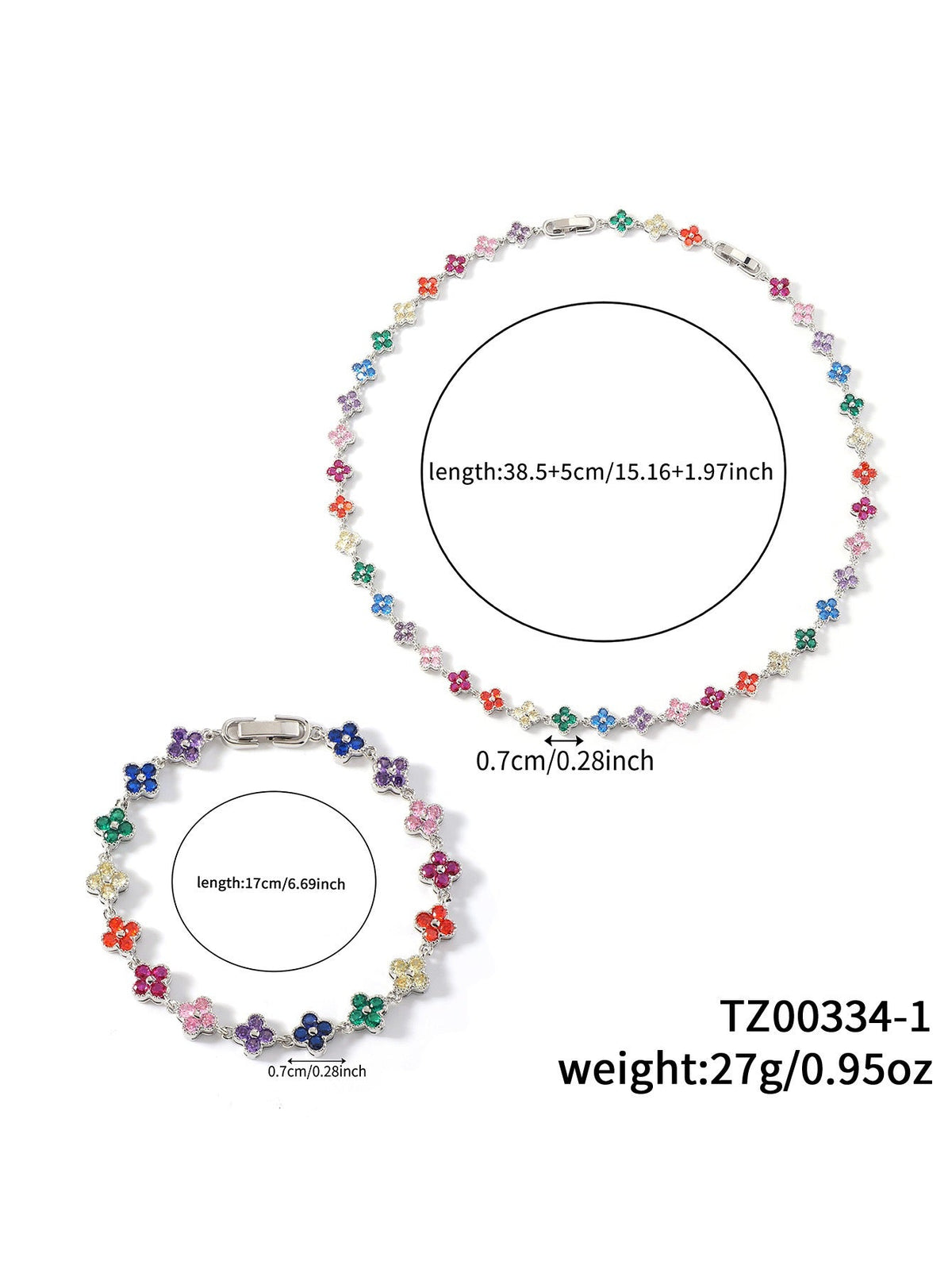 Colorful Zircon Clover Jewelry Set