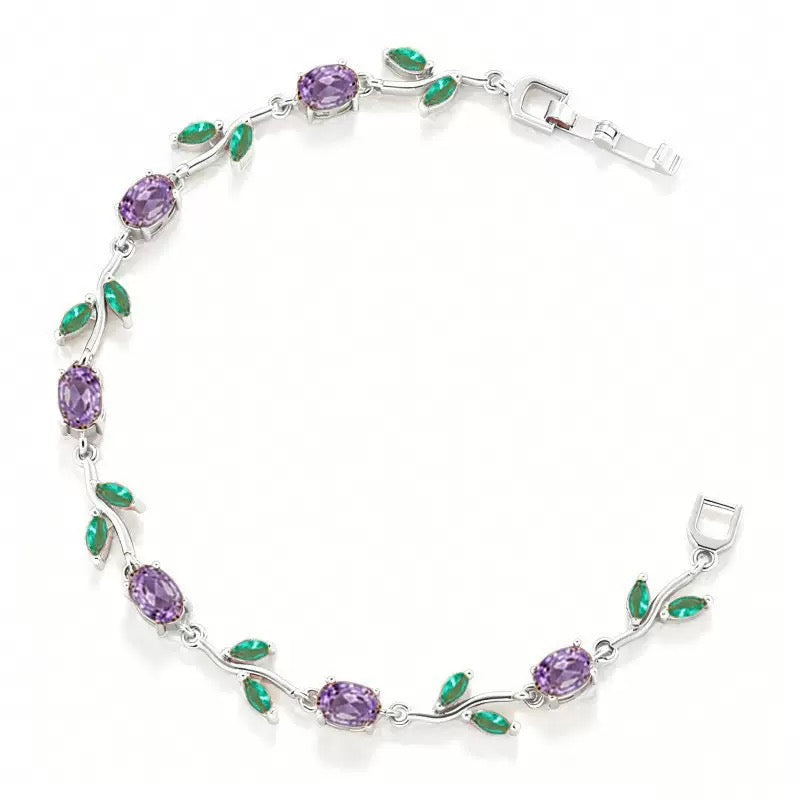 Colorful Zircon Leaf Bracelet
