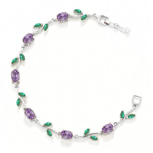 Colorful Zircon Leaf Bracelet