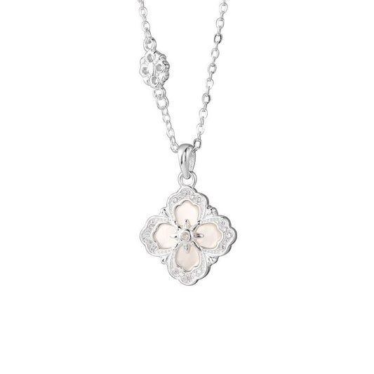 Silver Mother-of-Pearl Clover Necklace