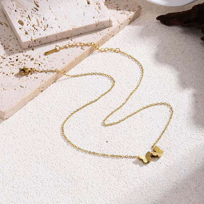 Two Butterfly Necklace Stainless steel
