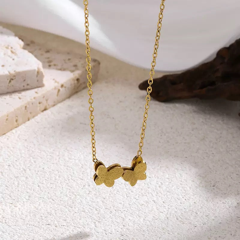 Two Butterfly Necklace Stainless steel