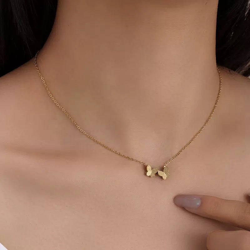 Two Butterfly Necklace Stainless steel