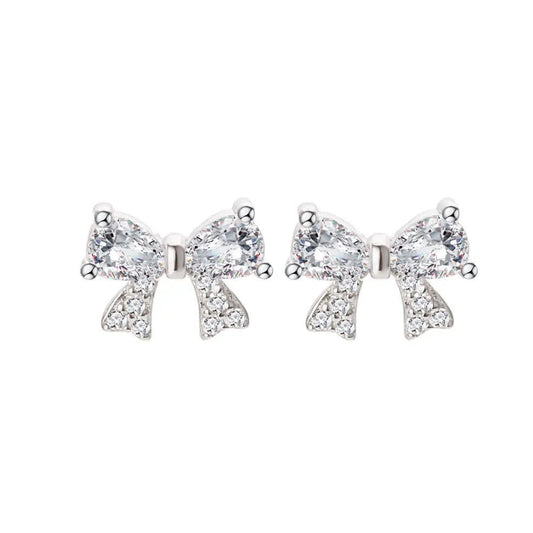 "DIAMOND BOW" STERLING SILVER EARRING