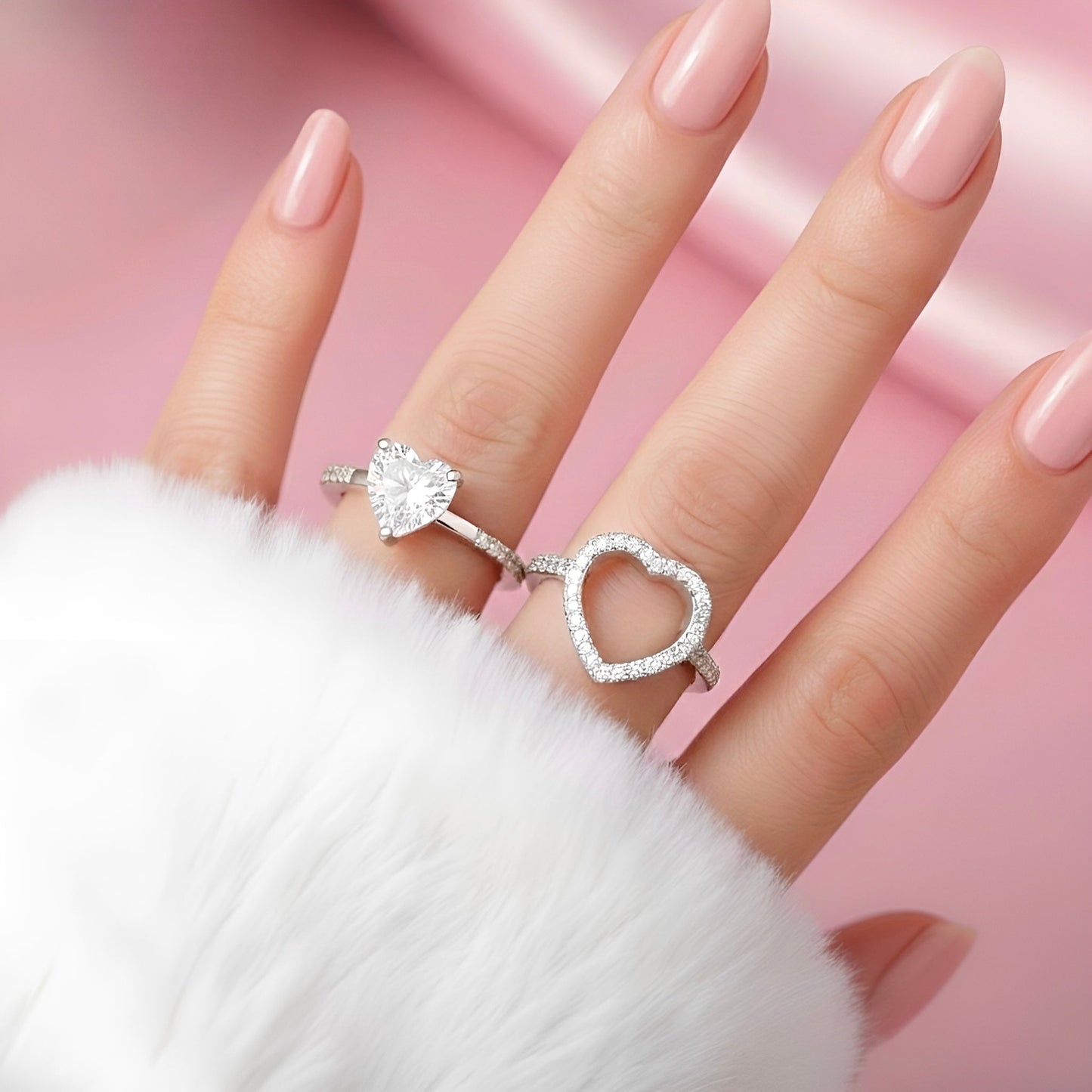 (WHITE) MATCHING HEARTS Ring