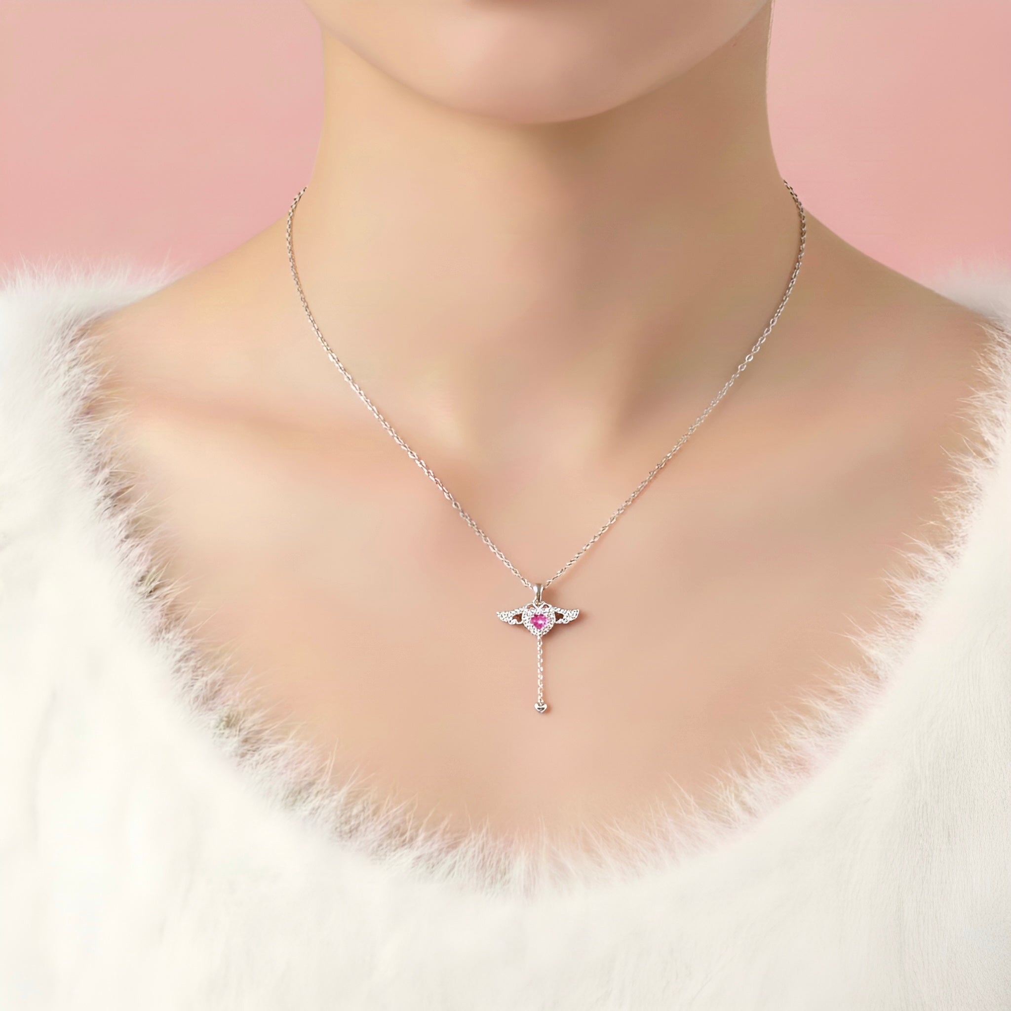PINK) ANGEL HEART Necklace – ABB JEWELRY