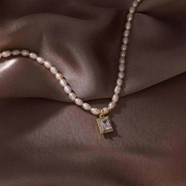 Water Drop Zircon Freshwater Pearl Necklace