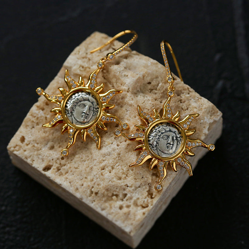 Apollo Silver Coin Necklace Earrings Jewelry Set