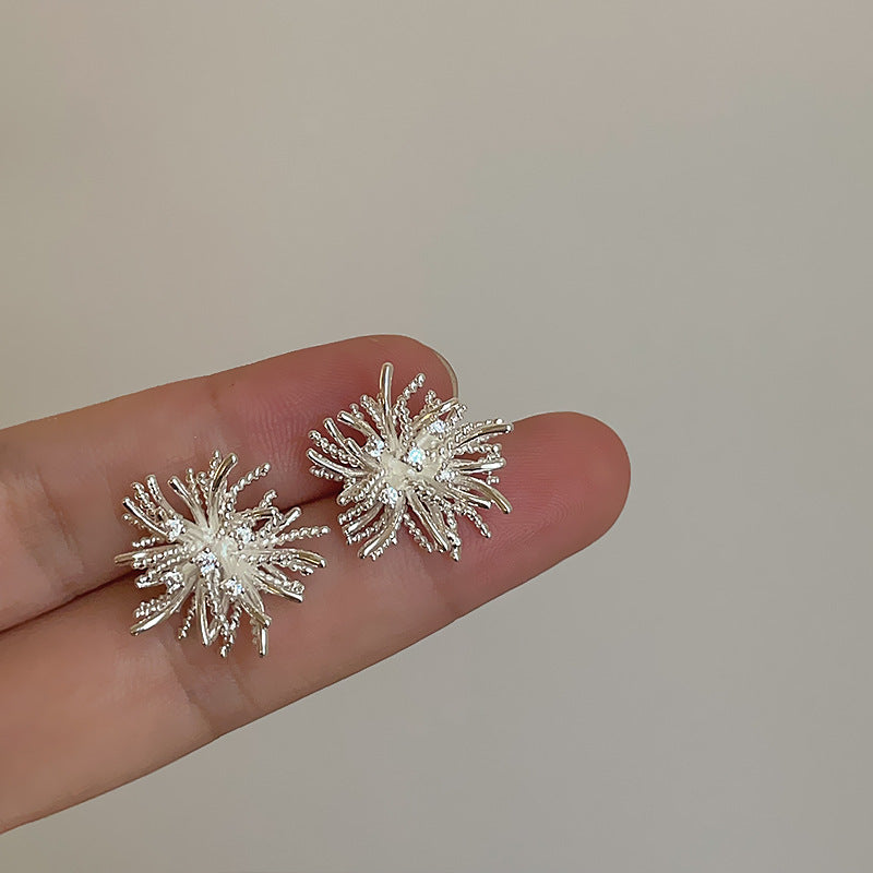 Zircon Metal Dandelion Earrings