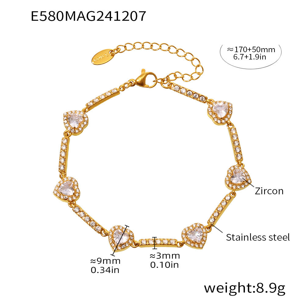 Stainless Steel Handmade Inlaid Super Flash Geometric Zircon Gestar Bracelet