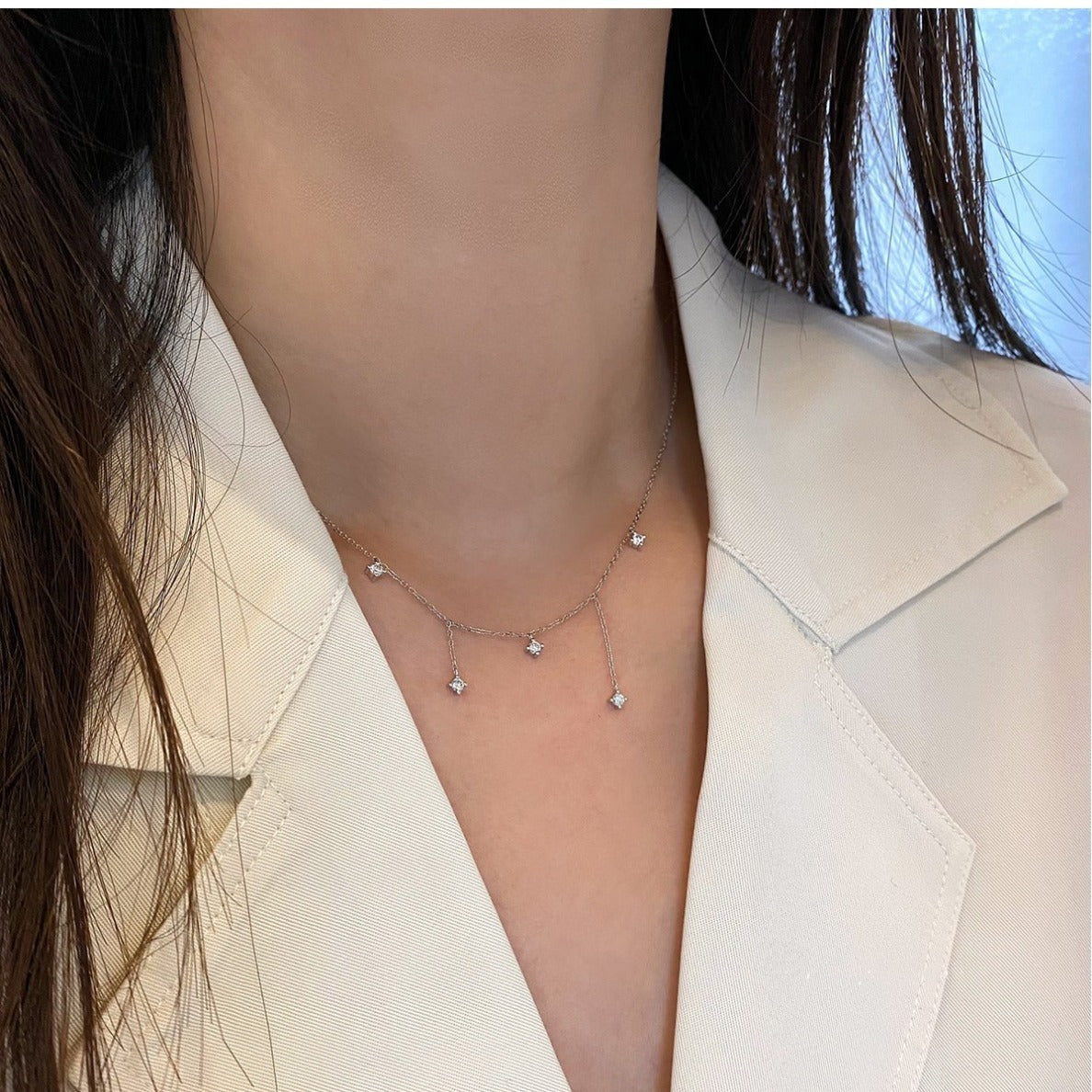 S925 Silver Plated 18K Gold Zircon Necklace