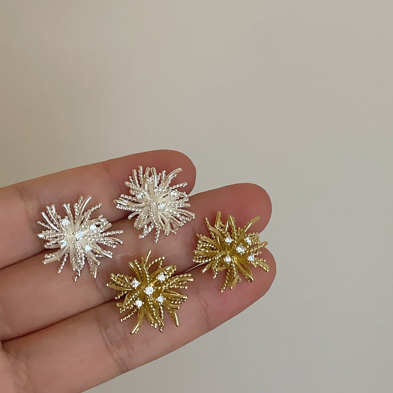 Zircon Metal Dandelion Earrings