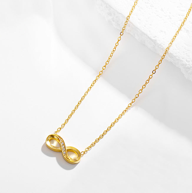 Stainless steel diamond studded infinite loop 8-shaped necklace bracelet earring set