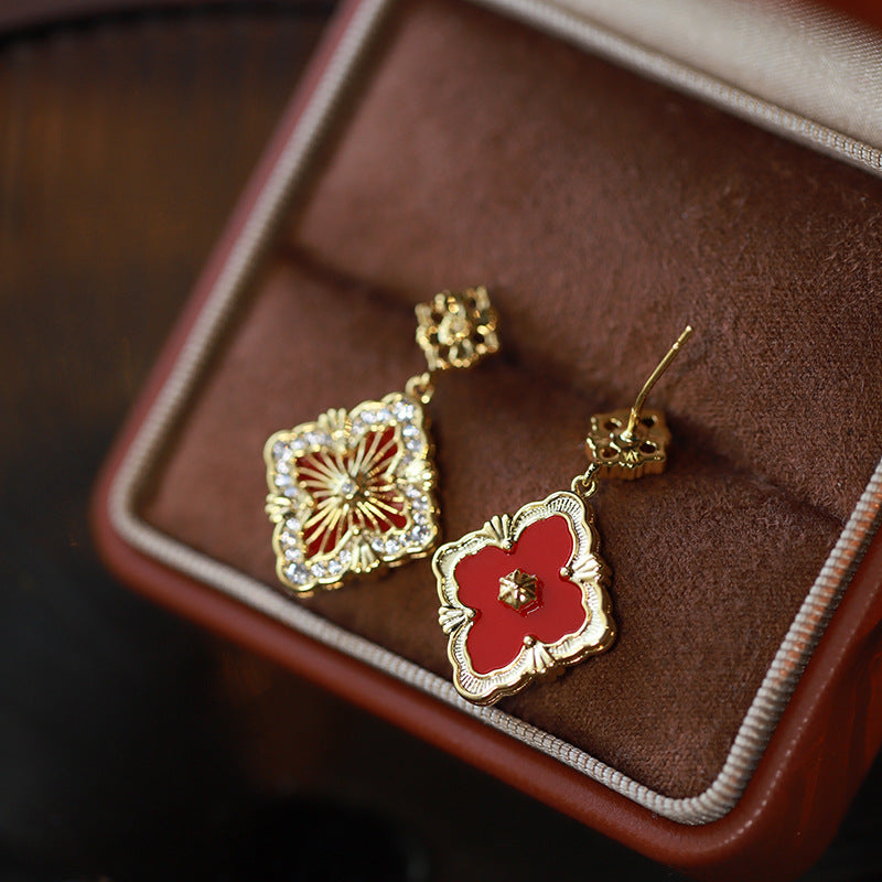 Double-sided Four-leaf Clover Earrings