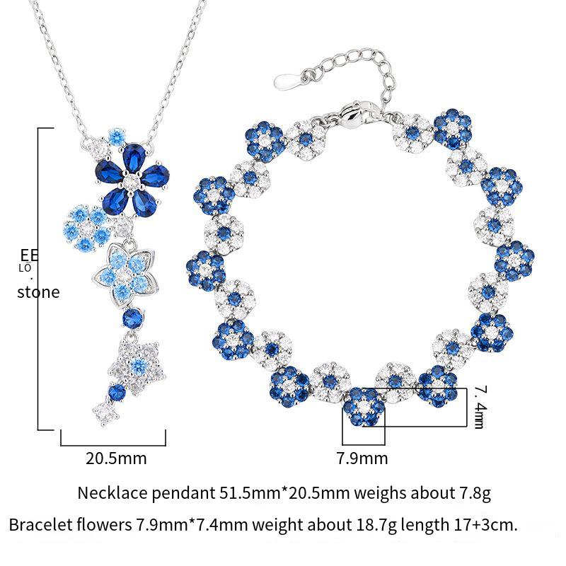 Zircon Flower Bracelet Necklaces suit