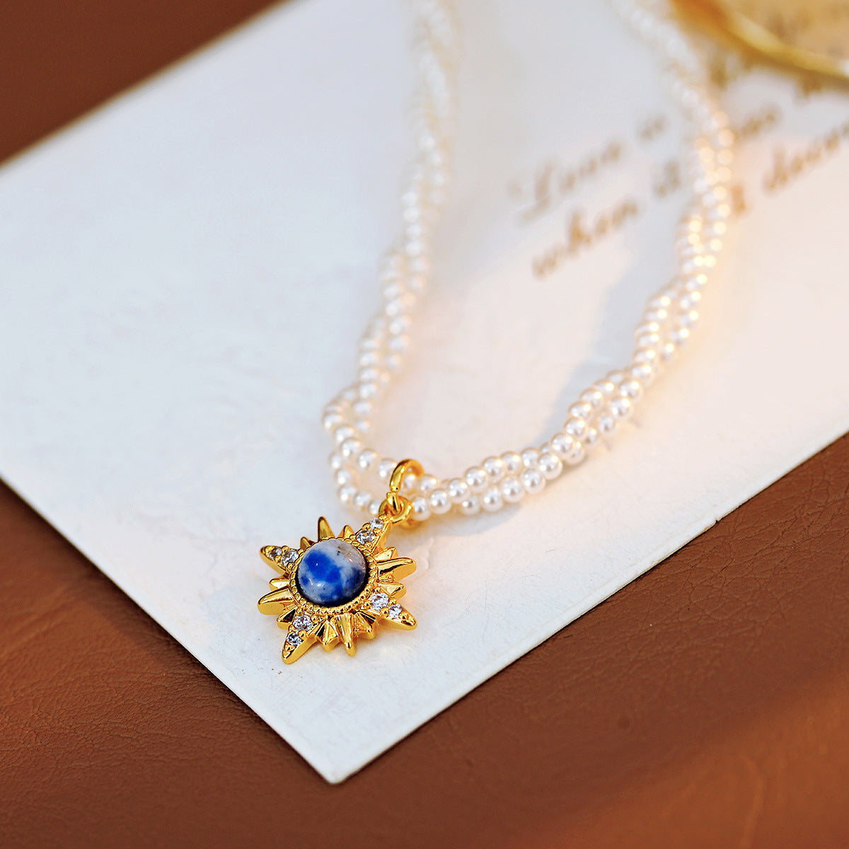 Double Blue Eight-Mountain Star Necklace Earring Bracelet Set