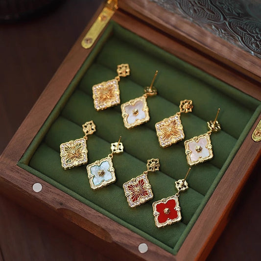 Double-sided Four-leaf Clover Earrings