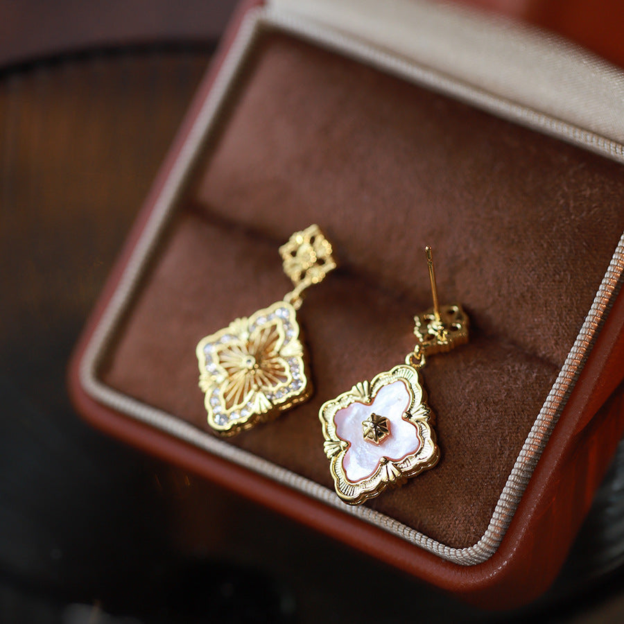 Double-sided Four-leaf Clover Earrings