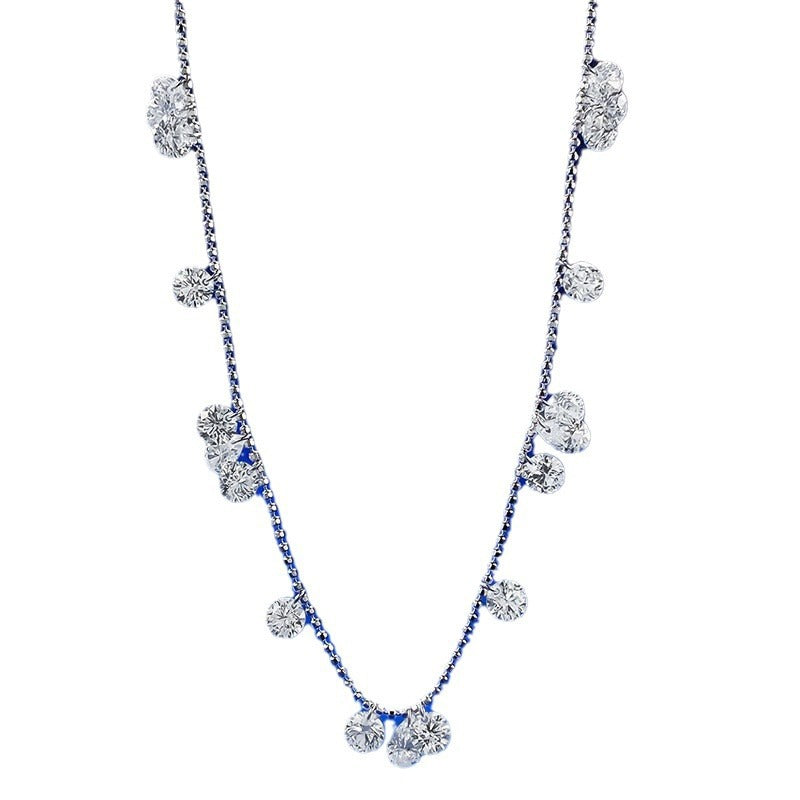 S925 Silver Long Clavicle Chain Light Luxury Overlapping Tears Broken Star River Bead Necklace