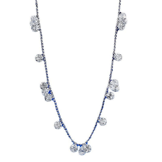 S925 Silver Long Clavicle Chain Light Luxury Overlapping Tears Broken Star River Bead Necklace