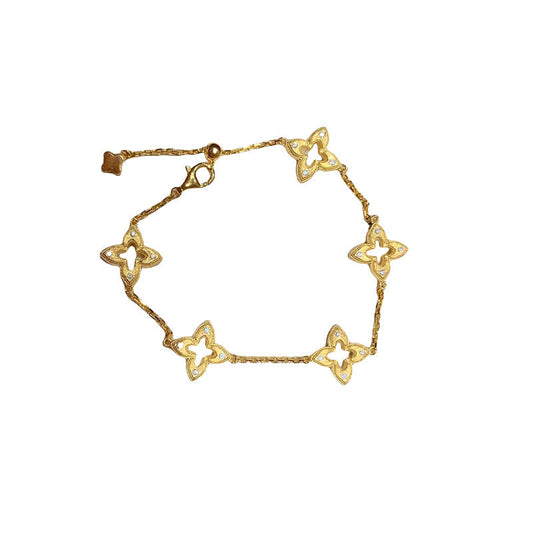 Retro Cut Out Brushed Four-Leaf Clover Bracelet