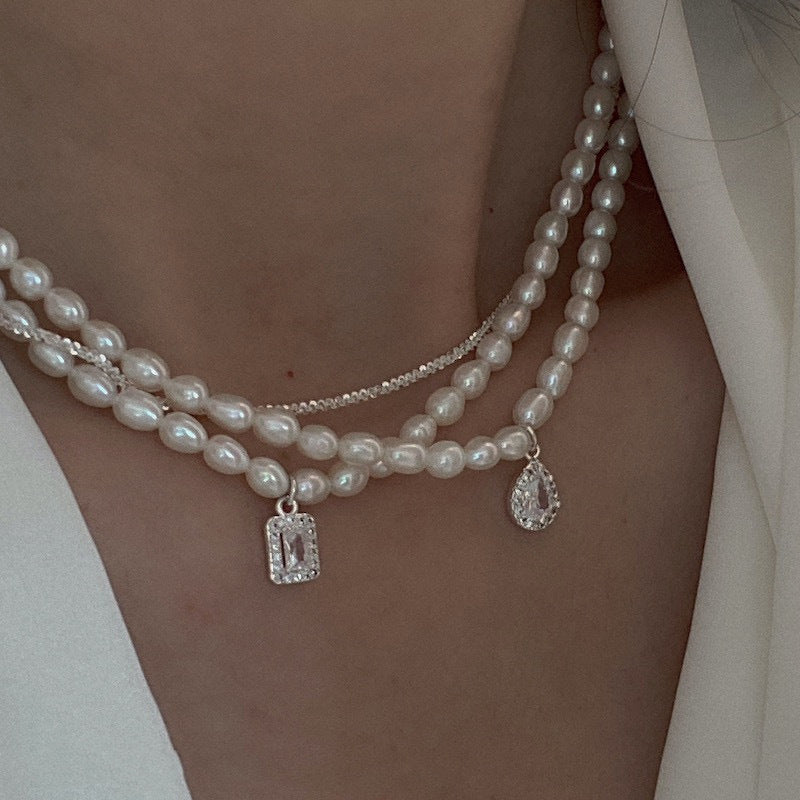 Water Drop Zircon Freshwater Pearl Necklace