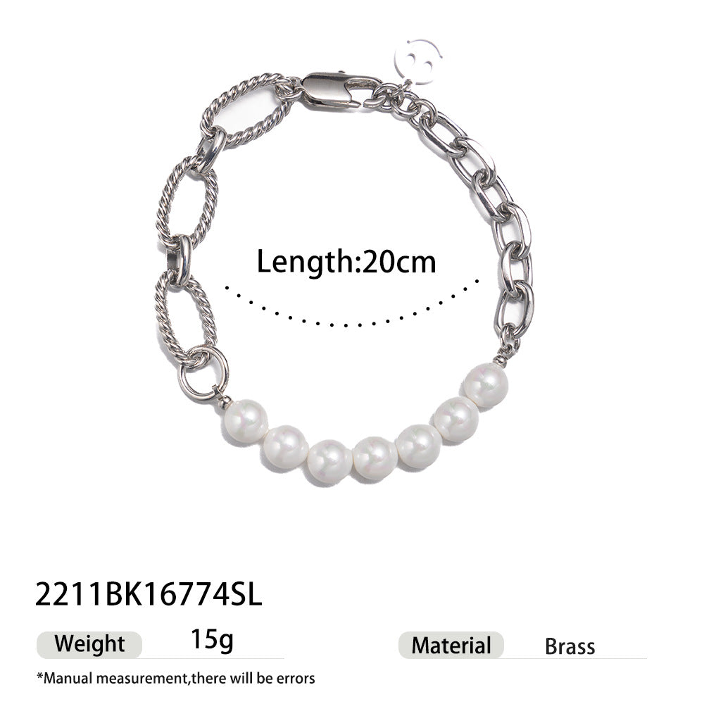 High color retention brass plating real gold natural real pearl bracelet