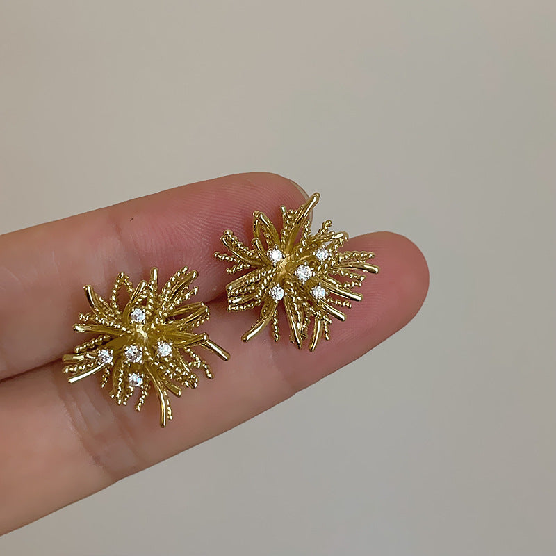 Zircon Metal Dandelion Earrings