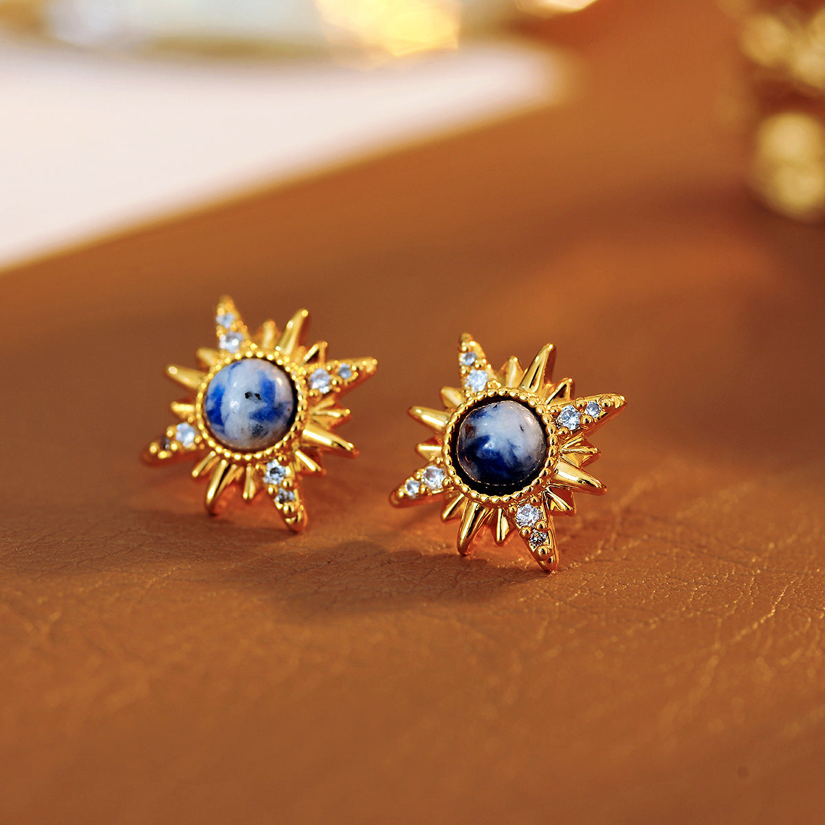 Double Blue Eight-Mountain Star Necklace Earring Bracelet Set