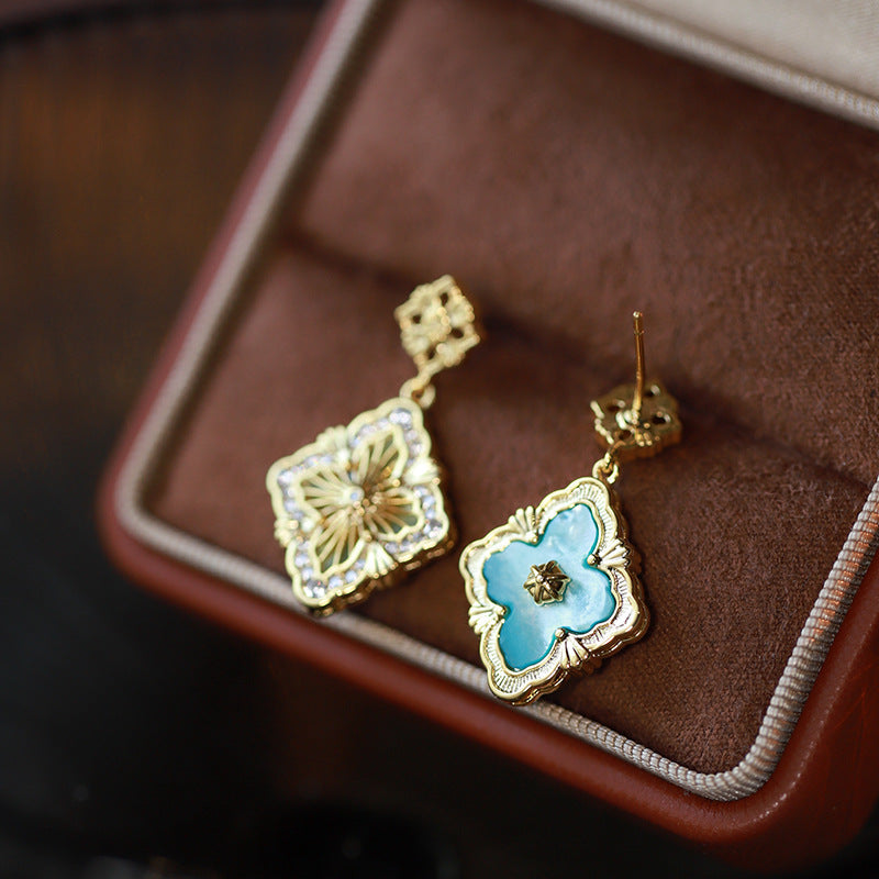 Double-sided Four-leaf Clover Earrings